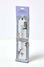 Homescapes Outdoor Thermometer with Woodland Animal Design in White - thumbnail 6
