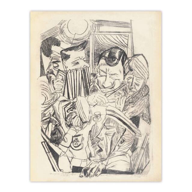 "Artery8 The Patriotic Song Pencil Drawing Beckmann Wall Art Poster Print in Beige - Size: W24"" x H32""" - image 1