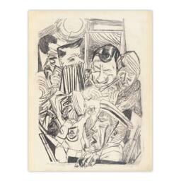 "Artery8 The Patriotic Song Pencil Drawing Beckmann Wall Art Poster Print in Beige - Size: W24"" x H32""" - thumbnail 1