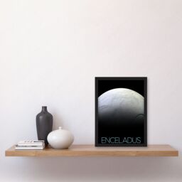 Artery8 NASA Our Solar System Enceladus Saturn's Moon Surface Artwork Framed Wall Art Print A4 in Black - thumbnail 2