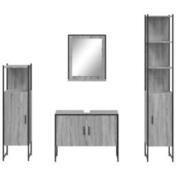 Berkfield Home Stylish 4 Piece Bathroom Cabinet Set Grey Sonoma Engineered Wood - thumbnail 6