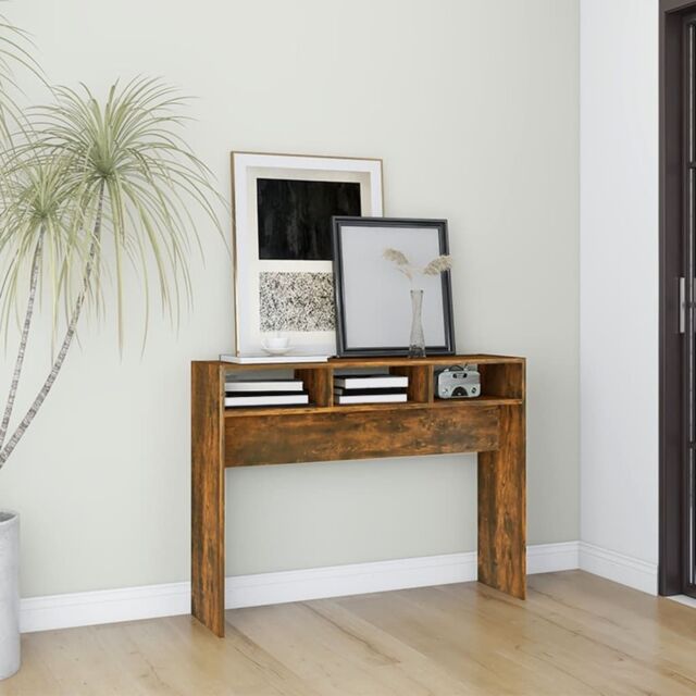 Berkfield Home Console Table Smoked Oak 105x30x80 cm Engineered Wood in Brown - Size: 105 x 30 x 80 cm - image 1