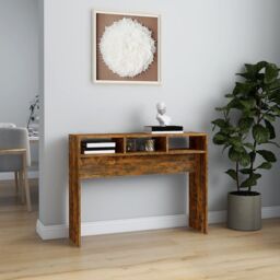 Berkfield Home Console Table Smoked Oak 105x30x80 cm Engineered Wood in Brown - Size: 105 x 30 x 80 cm - thumbnail 3