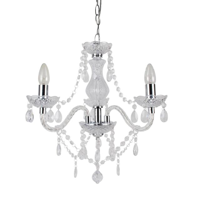 First Choice Lighting Clear & Chrome Marie Therese Style 3 x 40W Chandelier - image 1