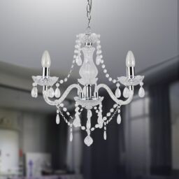 First Choice Lighting Clear & Chrome Marie Therese Style 3 x 40W Chandelier - thumbnail 2