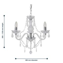 First Choice Lighting Clear & Chrome Marie Therese Style 3 x 40W Chandelier - thumbnail 5