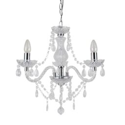 First Choice Lighting Clear & Chrome Marie Therese Style 3 x 40W Chandelier