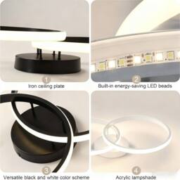 COMELY LED Ceiling Lights, Modern LED Ceiling Lights 42W, 4500K, Black - thumbnail 7