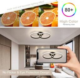 COMELY LED Ceiling Lights, Modern LED Ceiling Lights 42W, 4500K, Black - thumbnail 8