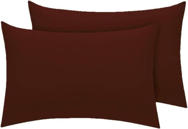 Homes-Linen Luxury Percale Polycotton Housewife Pillowcases 50x75cm Pack of 2 in Chocolate - Size: Standard Pillow Case - image 1