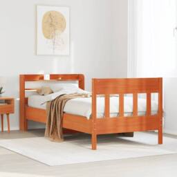 Berkfield Home Decorative Bed Frame without Mattress Wax Brown 100x200 cm Solid - thumbnail 2