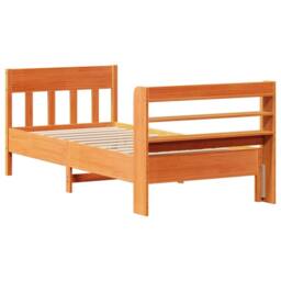 Berkfield Home Decorative Bed Frame without Mattress Wax Brown 100x200 cm Solid - thumbnail 6