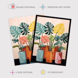 "Wee Blue Coo Wall Art Print Monstera Fanfare House Plant Nursery Living Room - Size: W18"" x H24""" - thumbnail 2
