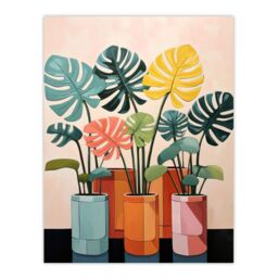 "Wee Blue Coo Wall Art Print Monstera Fanfare House Plant Nursery Living Room - Size: W18"" x H24""" - thumbnail 1