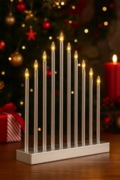 Marco Paul Large Modern Silver Christmas Candle Bridge Light Tower 17 Warm White LED Pipe Candle - thumbnail 5