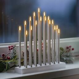 Marco Paul Large Modern Silver Christmas Candle Bridge Light Tower 17 Warm White LED Pipe Candle - thumbnail 7