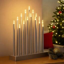 Marco Paul Large Modern Silver Christmas Candle Bridge Light Tower 17 Warm White LED Pipe Candle - thumbnail 8