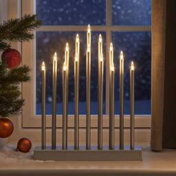 Marco Paul Large Modern Silver Christmas Candle Bridge Light Tower 17 Warm White LED Pipe Candle - thumbnail 9