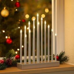 Marco Paul Large Modern Silver Christmas Candle Bridge Light Tower 17 Warm White LED Pipe Candle - thumbnail 6