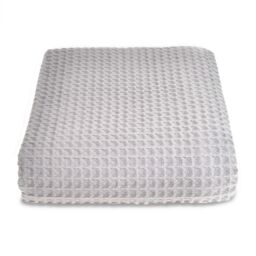 Allure Bath Fashions Luxury Hotel Waffle Throw Blanket Bedspread - 100% Cotton in Light Grey - Size: Small