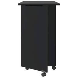 Berkfield Home Rolling Cabinet with Desk MOSS Black Solid Wood Pine - thumbnail 4