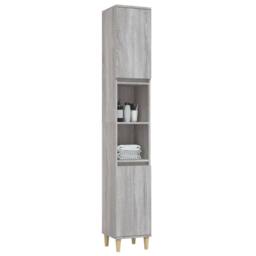 Berkfield Home Durable Bathroom Cabinet Grey Sonoma 30x30x190 cm Engineered Wood - Size: 30 x 30 x 190 cm - thumbnail 4
