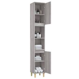 Berkfield Home Durable Bathroom Cabinet Grey Sonoma 30x30x190 cm Engineered Wood - Size: 30 x 30 x 190 cm - thumbnail 5