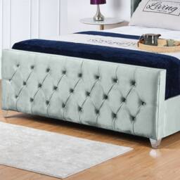 UK Bed Furniture Windsor Wingback Slatted Base Upholstered Bed with 48 Inch Headboard in Grey - Size: Super King - thumbnail 3