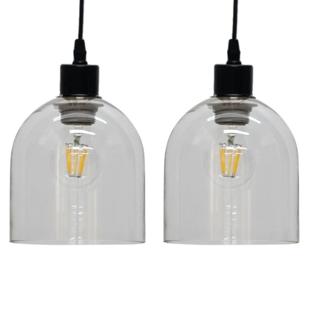 First Choice Lighting Set of 2 Belten - Clear Glass Cloche Easy Fit Pendant Shades - image 1