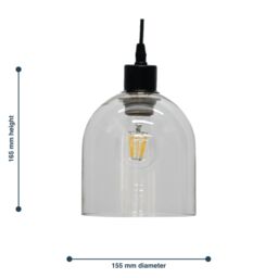First Choice Lighting Set of 2 Belten - Clear Glass Cloche Easy Fit Pendant Shades - thumbnail 5