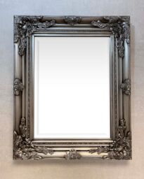 Downton Interiors Antique Silver Wood Frame Wall Mirror with Bevelled Glass 53cm x 43cm - Size: Small - thumbnail 3