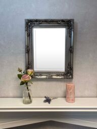 Downton Interiors Antique Silver Wood Frame Wall Mirror with Bevelled Glass 53cm x 43cm - Size: Small - thumbnail 4