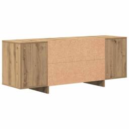 Berkfield Home TV Cabinet Artisan Oak 130x35x50 cm Engineered Wood in Brown - Size: 130 x 35 x 50 cm - thumbnail 7