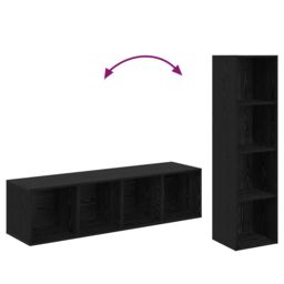 Berkfield Home TV Cabinet 4 pcs Black 37 x 37 x 142.5 cm Engineered wood - thumbnail 8