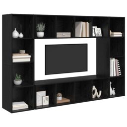 Berkfield Home TV Cabinet 4 pcs Black 37 x 37 x 142.5 cm Engineered wood - thumbnail 3