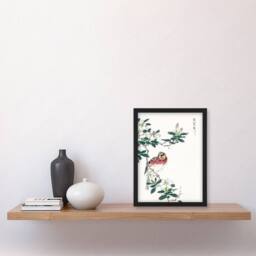 Artery8 Numata Kashu Framed Wall Art Print Long Tailed Rosefinch Japan - Size: A4 - thumbnail 2
