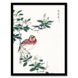 Artery8 Numata Kashu Framed Wall Art Print Long Tailed Rosefinch Japan - Size: A4 - thumbnail 1