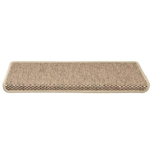 Berkfield Home Stair Mats Self-adhesive Sisal-Look 15 pcs 65x21x4 cm Sand in Beige - Size: Medium - image 1