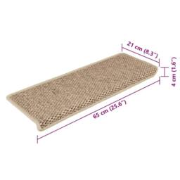 Berkfield Home Stair Mats Self-adhesive Sisal-Look 15 pcs 65x21x4 cm Sand in Beige - Size: Medium - thumbnail 8