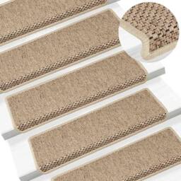 Berkfield Home Stair Mats Self-adhesive Sisal-Look 15 pcs 65x21x4 cm Sand in Beige - Size: Medium - thumbnail 6
