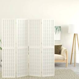 Berkfield Home Folding 4-Panel Room Divider Japanese Style 160x170 cm White - thumbnail 2
