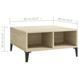 Berkfield Home Modern Coffee Table Sonoma Oak 60x60x30 cm Engineered Wood in Light Beige - Size: 60 x 60 x 30 cm - thumbnail 6