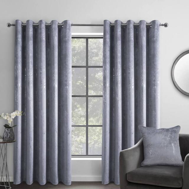 Smart Living Marble Effect Velvet Eyelet Curtains - Thermal Blackout - 2 Panels in Grey - Size: 117 cm width x 137 cm drop - image 1