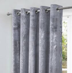 Smart Living Marble Effect Velvet Eyelet Curtains - Thermal Blackout - 2 Panels in Grey - Size: 117 cm width x 137 cm drop - thumbnail 6