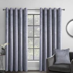 Smart Living Marble Effect Velvet Eyelet Curtains - Thermal Blackout - 2 Panels in Grey - Size: 117 cm width x 137 cm drop