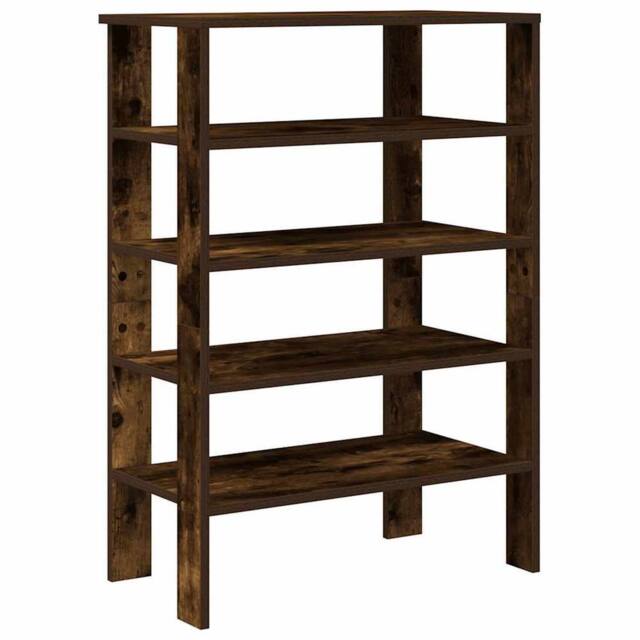Berkfield Home Shoe Rack Smoked Oak 61x32x87.5 cm Engineered Wood in Brown - image 1
