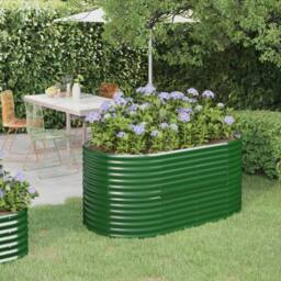 Berkfield Home Garden Raised Bed Powder-coated Steel 152x80x68 cm Green - Size: 152 x 80 x 68 cm - thumbnail 2