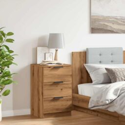 Berkfield Home Bedside Cabinet Artisan Oak 40x36x65 cm Engineered Wood in Brown - Size: 40 x 36 x 65 cm - thumbnail 3