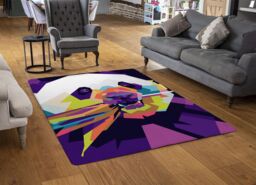 Benjamin Tate Design Colorful Pop Art Of Panda Designer Rug in Natural - Size: Large - thumbnail 2