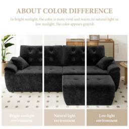 Dprodo 275CM Chenille 4 Seater Sofa, L Shaped Deep Modular Sectional Couches in Black - Size: 3 Pack - thumbnail 6